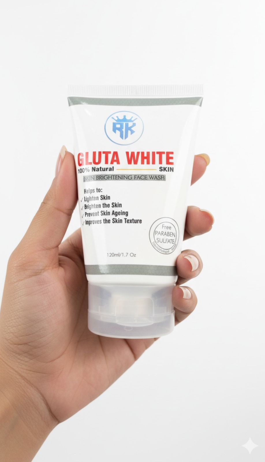 Gluta White 100% Natural Skin Brightening Face Wash – 120ml Gentle Cleanser for Radiant Skin