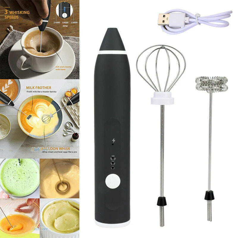 Rechargeable Coffee Beater (Big Box) | 2-in-1 Coffee & Egg Mixer | 3-Speed Electric Milk Frother & Hand Whisk