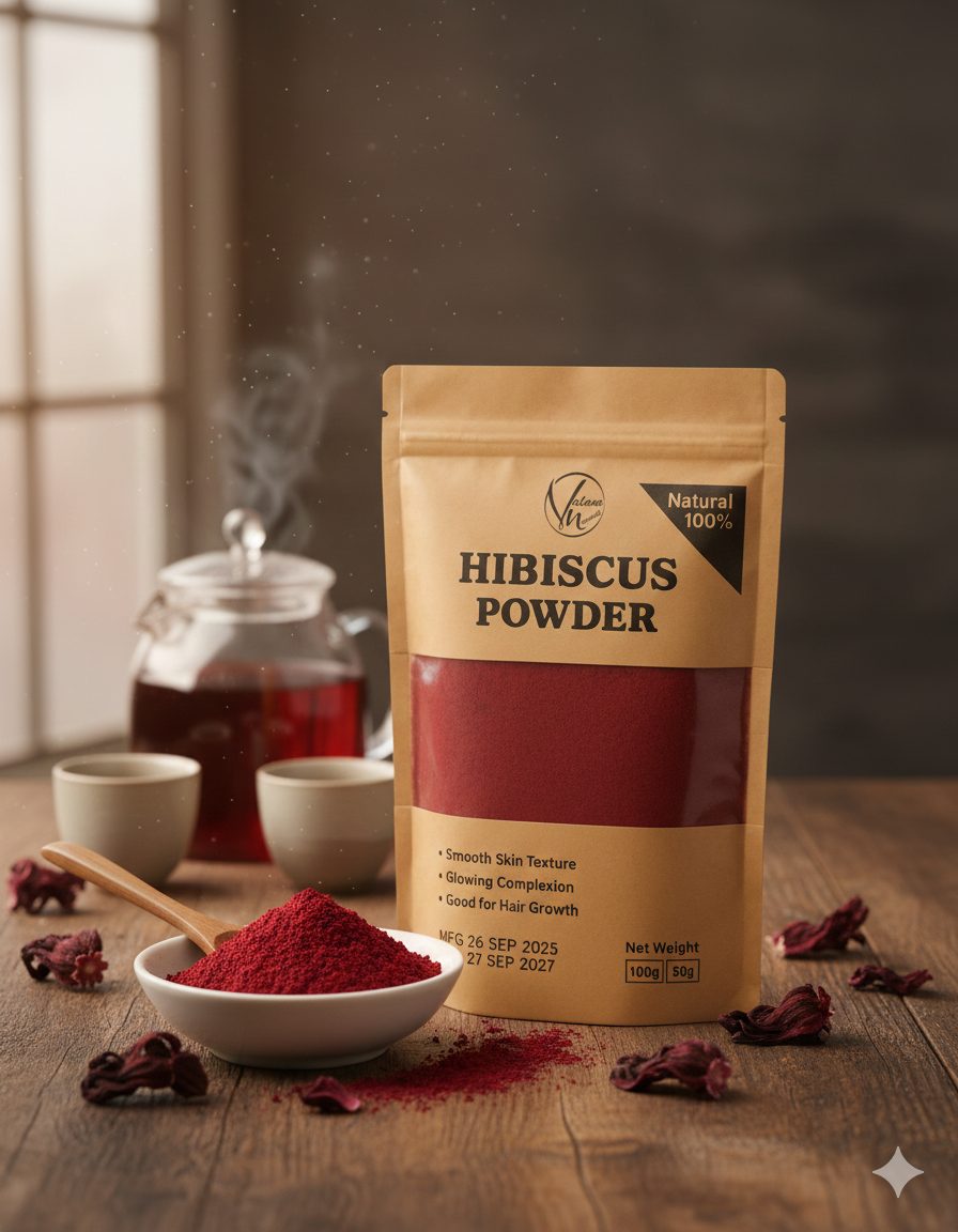 Hibiscus Flower Powder (50g) – 100% Pure Organic Herbal Powder | Supports Healthy Hair, Skin & Detox