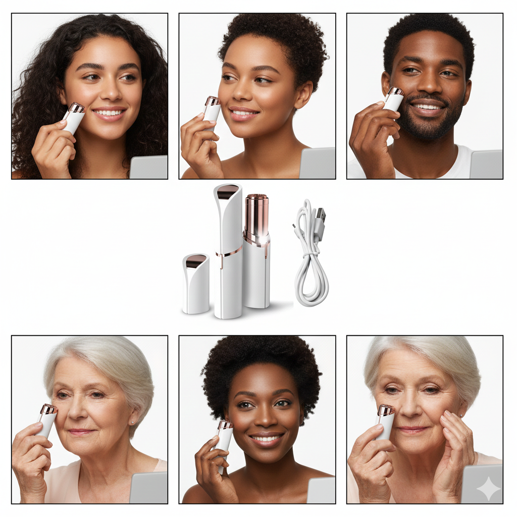 Flawless Facial Hair Remover for Women | Painless Lipstick-Style Finishing Touch Trimmer