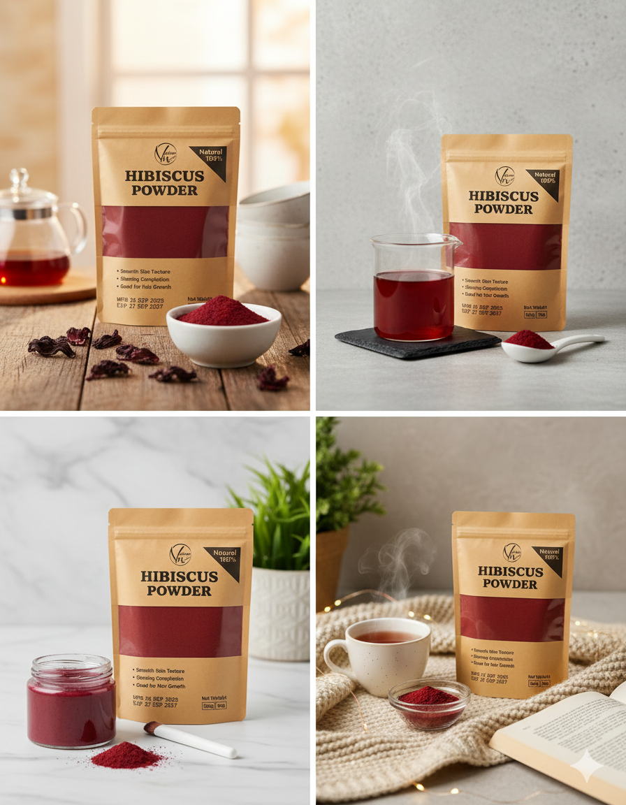 Hibiscus Flower Powder (50g) – 100% Pure Organic Herbal Powder | Supports Healthy Hair, Skin & Detox