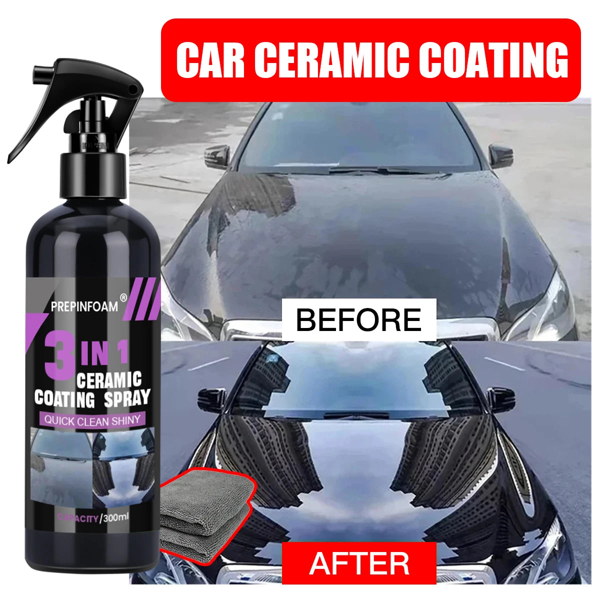 3-in-1 Car Nano Ceramic Coating – Hydrophobic Polish