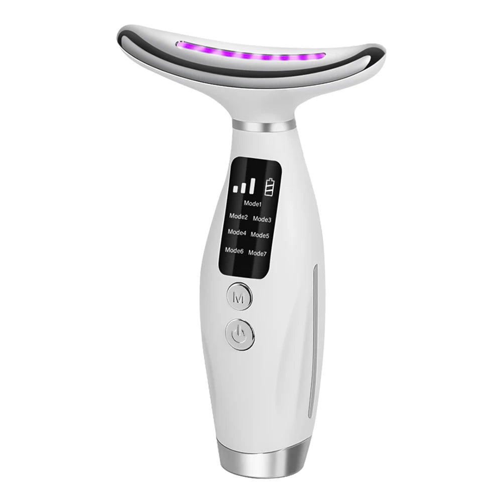 Neck Face Beauty Device Vibration Massage Double Chin Remover LED Anti Wrinkle Skin Tightening Facial Massager