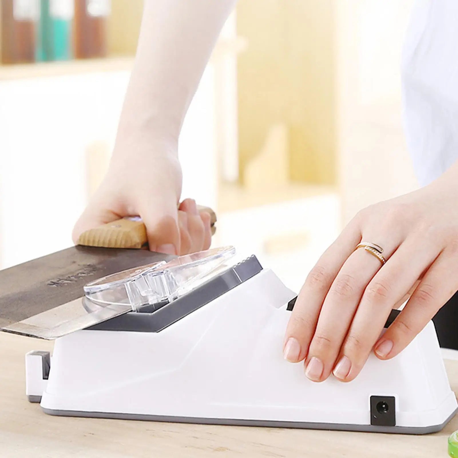 Electric Knife Sharpener Adjustable Kitchen Tool 5 Seconds Quick Sharpening Polishing with Protective Cover for Knives Scissors
