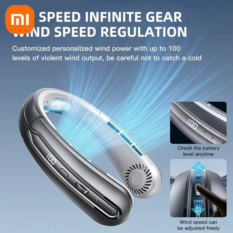Xiaomi Portable Neck Fan MINI Electric Ventilador Silent Neckband Wearable Cooling FAN USB Rechargeable Neckband Air Cooler
