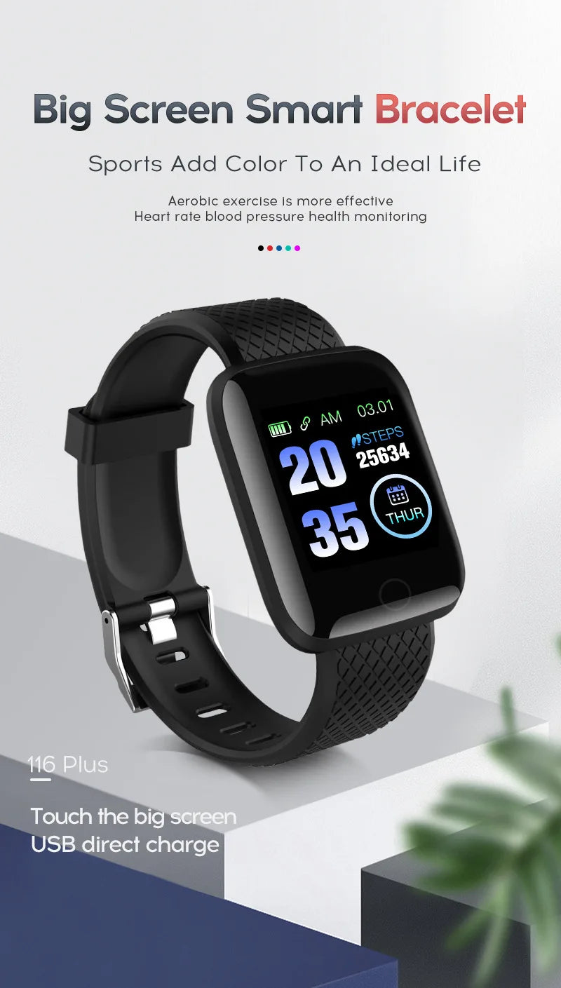 New 116plus Smartwatch Bracelet Waterproof With smart watch blood pressure Sleep Monitor Heart Rate Monitor And Fitness Features