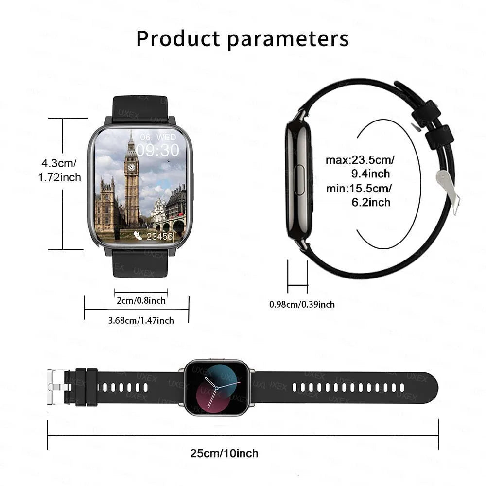 Ladies Men New 1.83" Smart Watch HD Full Screen Ultra Wireless Call Show Time Call Reminder Custom Photo Watches For Android Ios