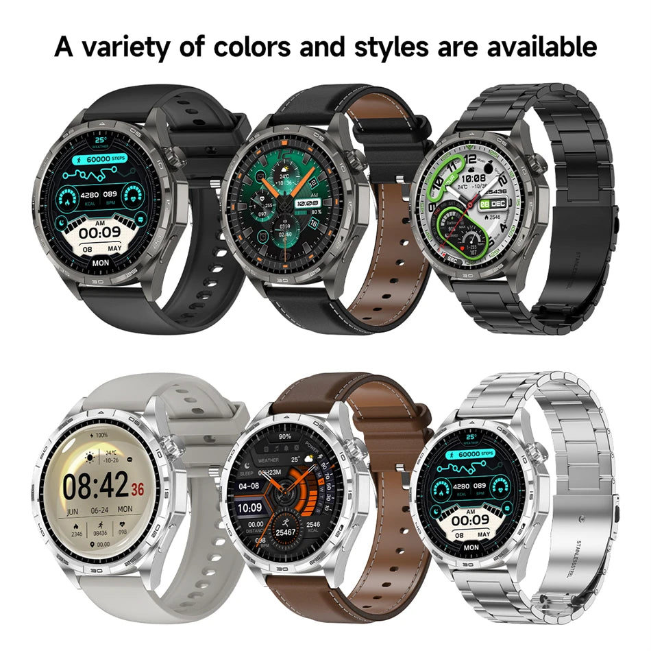 New Watch GT6 Smart Watch Men HD AMOLED Screen GPS Track Always Show Time Waterproof Heart Rate Bluetooth Call Sports Smartwatch