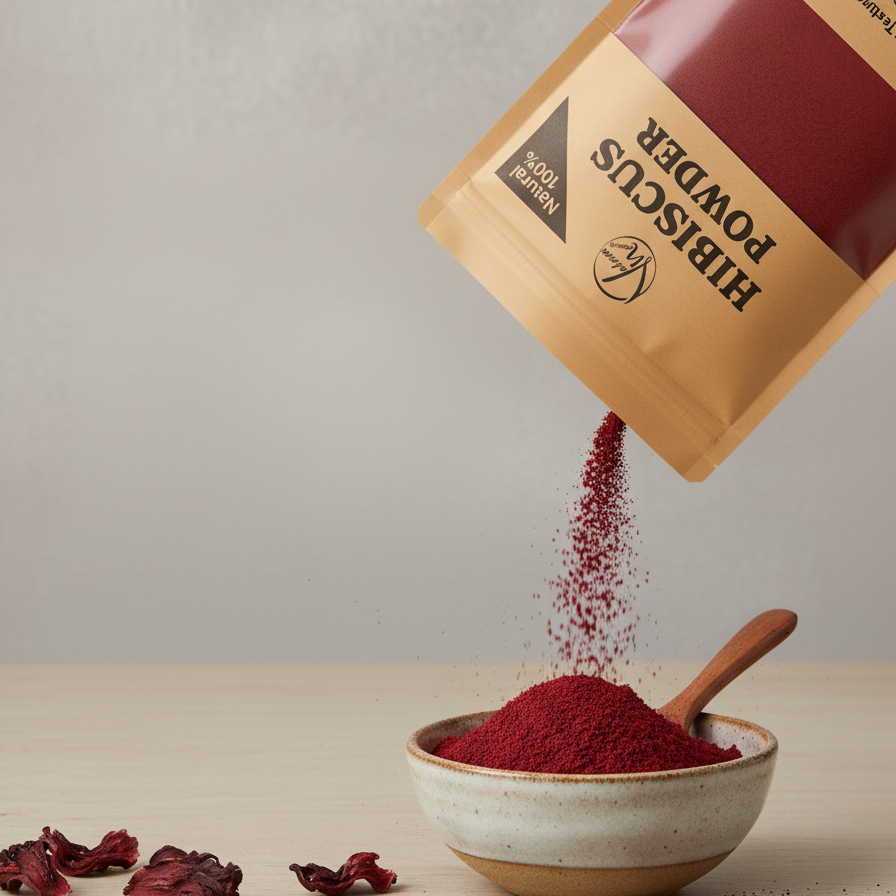 Hibiscus Flower Powder (50g) – 100% Pure Organic Herbal Powder | Supports Healthy Hair, Skin & Detox