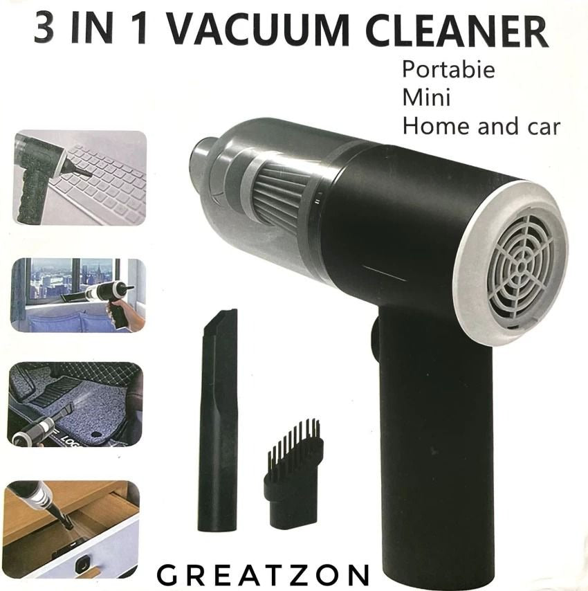 3-in-1 Portable Wireless Vacuum Cleaner | High-Power Suction, Air Pump &amp; Duster for Car, Home &amp; Laptop