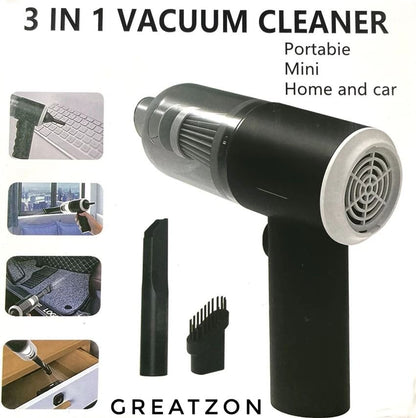 3-in-1 Portable Wireless Vacuum Cleaner | High-Power Suction, Air Pump &amp; Duster for Car, Home &amp; Laptop