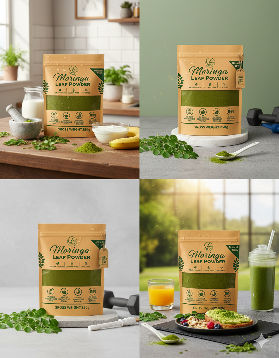 Organic Moringa Leaf Powder (250g) | Natural Superfood for Weight Management, Immunity Support, Energy &amp; Daily Nutrition