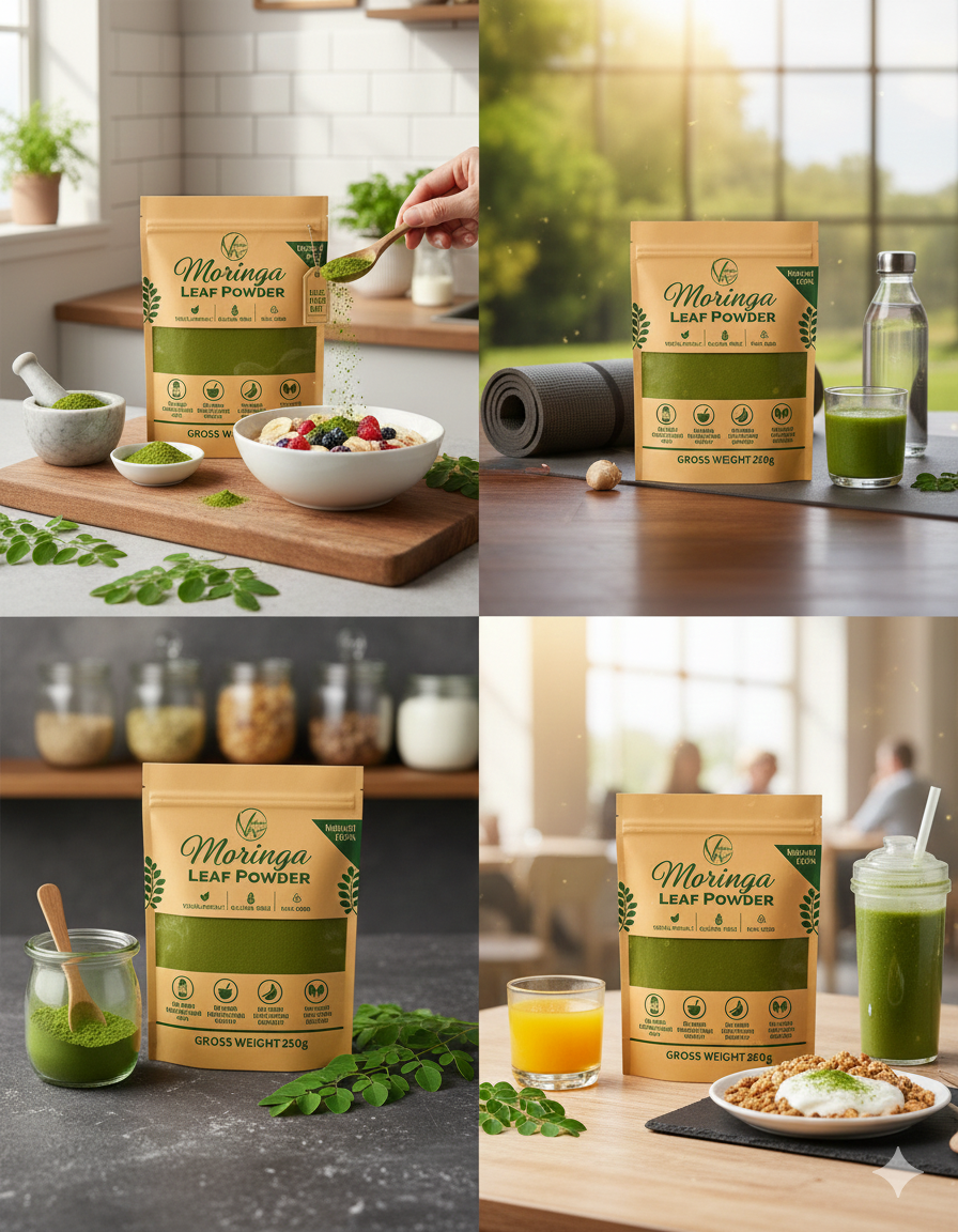 Organic Moringa Leaf Powder (250g) | Natural Superfood for Weight Management, Immunity Support, Energy &amp; Daily Nutrition