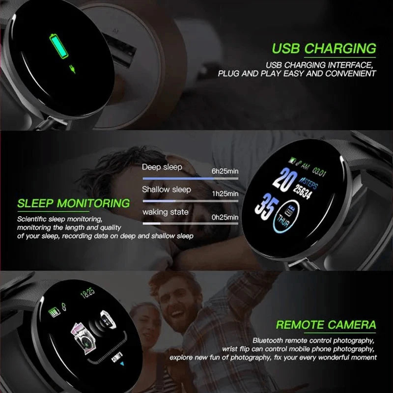 D18 Smart Watch Men and Women Sports Smart Bracelet LED B41 Smartwatch Waterproof Smart Touch Screen Bracelet Smartband 2025 New