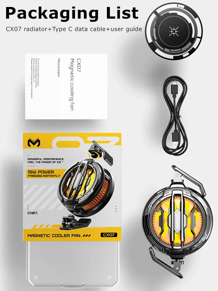 MEMO NEW Magnetic/ Back-clip 2 IN 1 Mobile Phone Semiconductor Cooling Fan Radiator CX07 for IPhone IOS Android PUBG Game Cooler