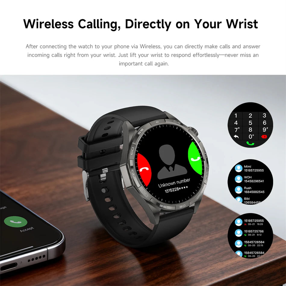 New Watch GT6 Smart Watch Men HD AMOLED Screen GPS Track Always Show Time Waterproof Heart Rate Bluetooth Call Sports Smartwatch