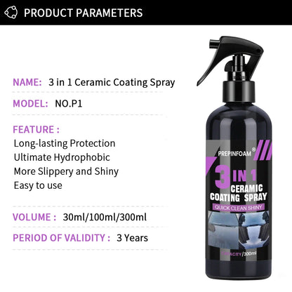 3-in-1 Car Nano Ceramic Coating – Hydrophobic Polish