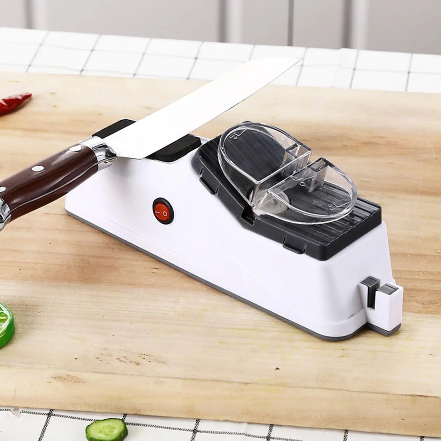 Electric Knife Sharpener Adjustable Kitchen Tool 5 Seconds Quick Sharpening Polishing with Protective Cover for Knives Scissors