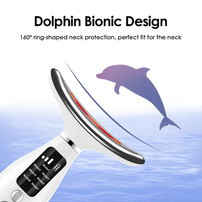 Neck Face Beauty Device Vibration Massage Double Chin Remover LED Anti Wrinkle Skin Tightening Facial Massager