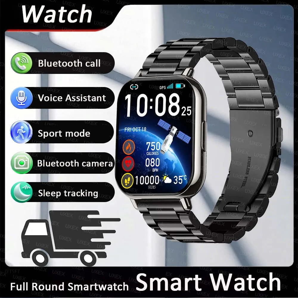 Ladies Men New 1.83" Smart Watch HD Full Screen Ultra Wireless Call Show Time Call Reminder Custom Photo Watches For Android Ios