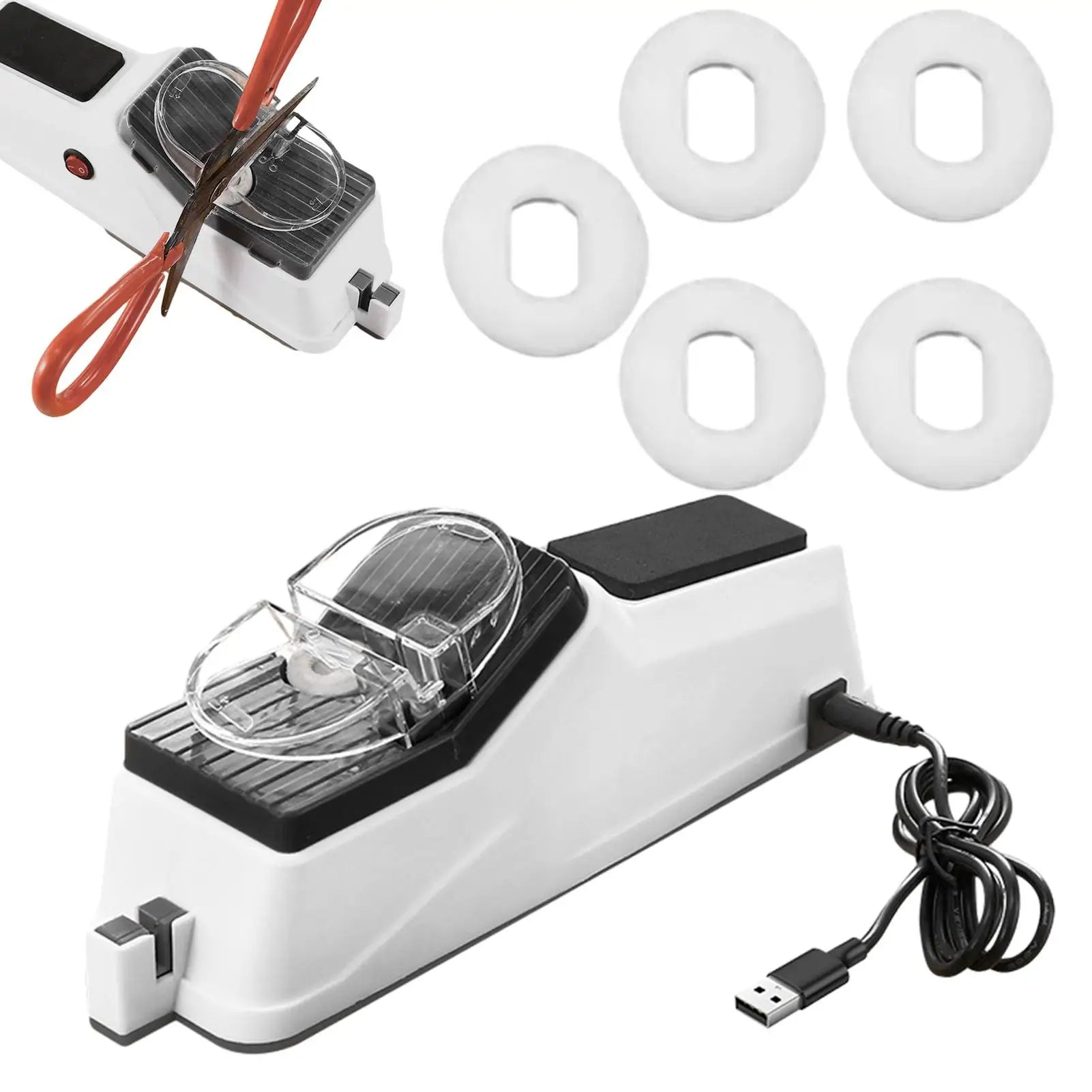 Electric Knife Sharpener Adjustable Kitchen Tool 5 Seconds Quick Sharpening Polishing with Protective Cover for Knives Scissors