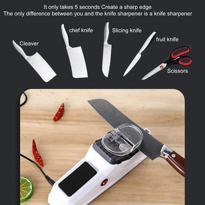 Electric Knife Sharpener Adjustable Kitchen Tool 5 Seconds Quick Sharpening Polishing with Protective Cover for Knives Scissors