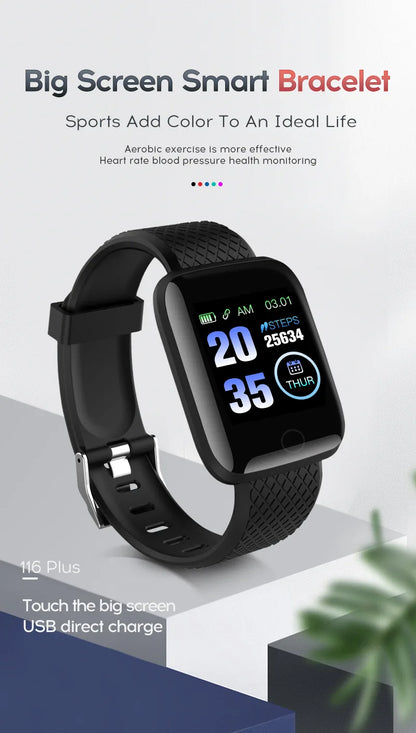 New 116plus Smartwatch Bracelet Waterproof With smart watch blood pressure Sleep Monitor Heart Rate Monitor And Fitness Features