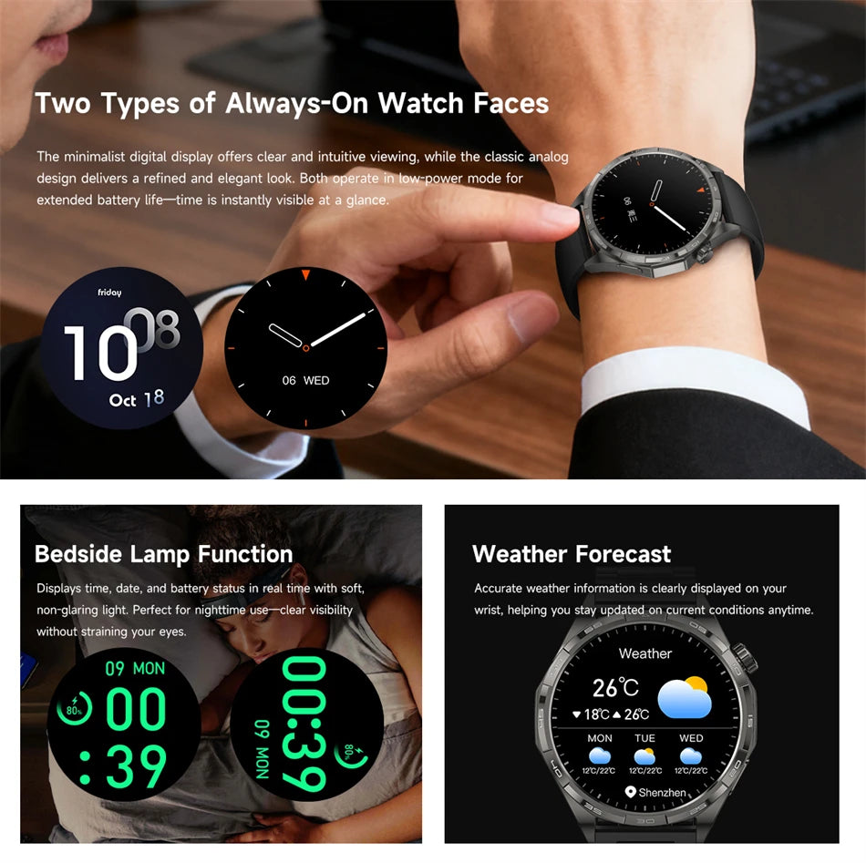 New Watch GT6 Smart Watch Men HD AMOLED Screen GPS Track Always Show Time Waterproof Heart Rate Bluetooth Call Sports Smartwatch