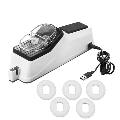 Electric Knife Sharpener Adjustable Kitchen Tool 5 Seconds Quick Sharpening Polishing with Protective Cover for Knives Scissors