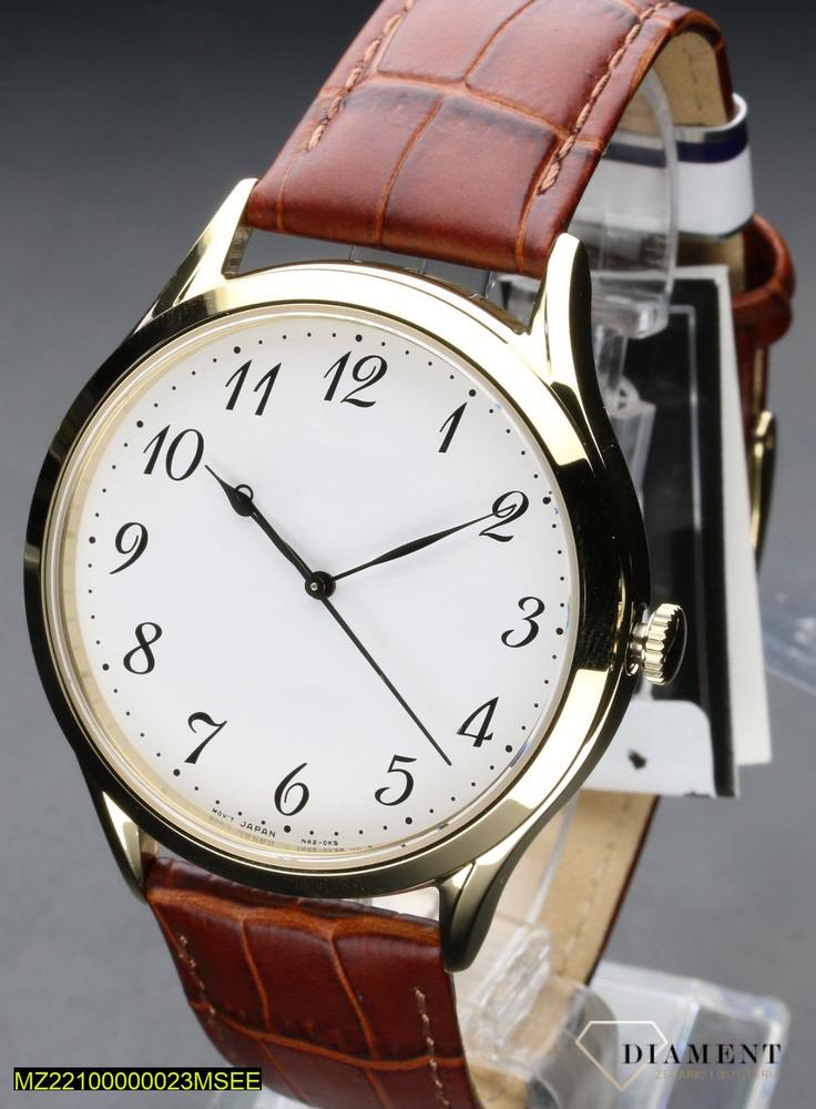Classic Round Dial Analog Watch for Men | Elegant White Dial | Brown Leather Strap | Formal &amp; Casual Wear