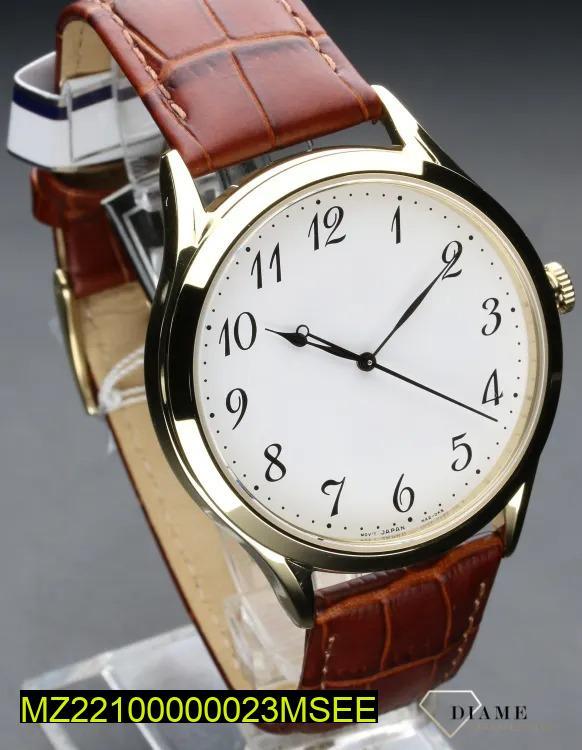 Classic Round Dial Analog Watch for Men | Elegant White Dial | Brown Leather Strap | Formal &amp; Casual Wear
