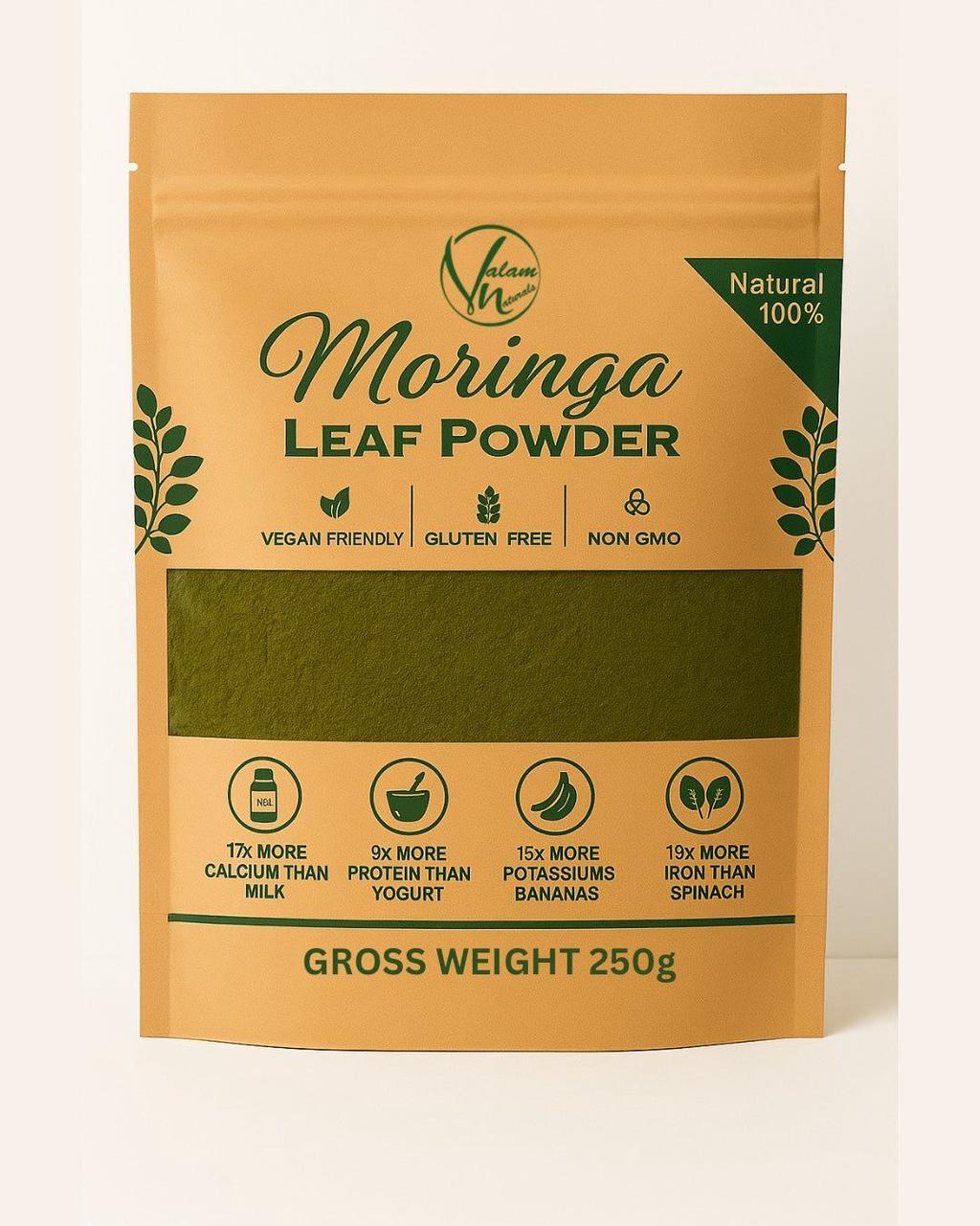 Organic Moringa Leaf Powder (250g) | Natural Superfood for Weight Management, Immunity Support, Energy &amp; Daily Nutrition