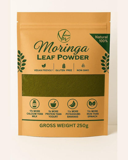 Organic Moringa Leaf Powder (250g) | Natural Superfood for Weight Management, Immunity Support, Energy &amp; Daily Nutrition